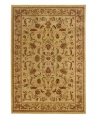 Inspired by the golden sands of Egypt, home of the Sphinx collection, comes this classic rug - rich in tradition and coloration. Featuring a timeless design, the flowing floral pattern uses gentle hues to create a gold-toned, heirloom quality piece. Beautifully styled and made to last, this rug will be a fixture in your home for years to come.