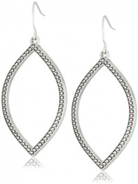 NINE WEST VINTAGE AMERICA Shape Up Worn Silver-Tone Textured Marquise Drop Earrings