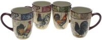 Certified International Lille Rooster 20-Ounce Mug, Assorted Designs, Set of 4