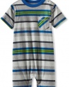 Tea Collection Baby-boys Infant Surf Beach Pocket Tee Romper, Medium Heather Grey, 12-18 Months