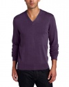 Michael Kors Men's Tipped Merino V-Neck, Plum, XX-Large