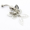 316L Surgical Steel 14 Guage Clear Gem Crystal Hollow 3D Lively 3 Wings Butterfly Navel Belly Ring Bar Stud Barbell Body Piercing Jewelry