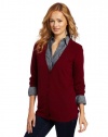 Fred Perry Women's Relaxed Fit V-neck Cardigan, Tawny Port, 4US/8UK