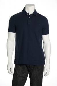 Club Room Solid Navy Blue Casual Polo Shirt