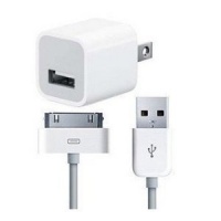 Apple USB Power Adapter for iPhone with Apple Dock Connector (MB352LL + MA591G)