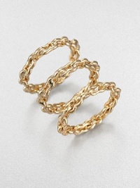 From the Chain Link Collection. Three glowing bands of woven links can be worn individually or stacked together for added impact.18k goldplatedSet of threeCombined width, about .75Made in USA