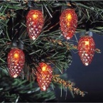 Kurt Adler 35-Light Orange with Rainbow Color C6 Style Diamond Shape Pinecone Light Set