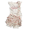 GUESS Kids Girls Baby Girl Logo Tee & Skirt Set (12-2, CREAM (18M)