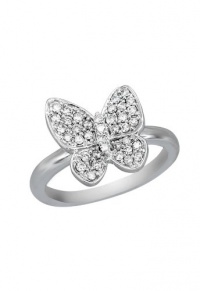 Effy Jewlery 14K White Gold Butterfly Diamond Ring, .37 TCW Ring size 7