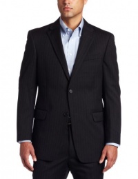 Tommy Hilfiger Men's 2 Button Side Vent Trim Fit Stripe Suit with Flat Front Pant