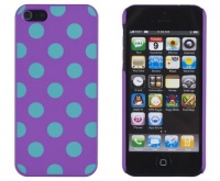 DandyCase Purple with Aqua Polka Dots - Slim Fit Hard Case for Apple iPhone 5, 5G (AT&T, Verizon, Sprint, International) - Includes DandyCase Keychain Screen Cleaner [Retail Packaging by DandyCase]