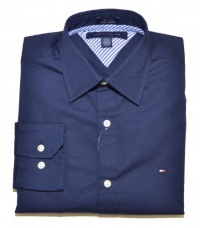 Tommy Hilfiger Men Custom Fit Logo Shirt (M, Navy)