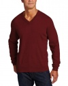 Raffi Linea Uomo Men's 100% Cashmere V-Neck Sweater, Cranberry, Large