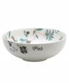 Flower power. Featuring delicate blooms on ultra-durable porcelain, Denby's Veronica cereal bowl accents the table with smart style. Teal, blue and charcoal florals add classic appeal to a modern coupe shape.