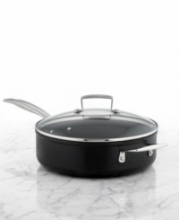 Compact & convenient for smaller portions, this covered sauté is crafted from heavy-gauge forged aluminum that stands up to everyday use and dishes out incredible even, heat for impeccable results. This truly versatile kitchen addition boasts a durable nonstick finish, a dishwasher-safe promise and a go-anywhere attitude that moves from stovetop to under the broiler with no questions asked. 10-year warranty.