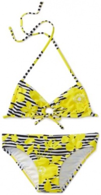 Roxy Kids Girls 7-16 Seashore Party Print Angel 2 Piece Swimsuit Set, Sunglow Yellow, 12