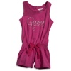 GUESS Kids Girls Big Girl Romper with Mesh Trim, VIOLET (10/12)