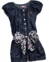 GUESS Kids Girls Little Girl Romper with Sash, INDIGO (3T)