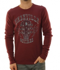 Lucky Brand Men's Nashville Guitars Logo Thermal T-Shirt Maroon