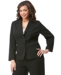 Smart style: The polished plus size jacket features a great fit and softly rounded notched collar.