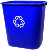 Rubbermaid FG295673 Blue Medium Deskside Recycling Container with Universal Recycle Symbol, 28-1/8 qt Capacity, 14.4 Length x 10.25 Width x 15 Height