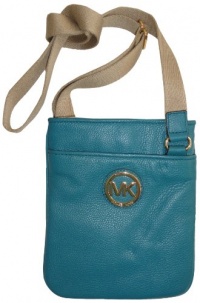 Michael Kors Fulton Genuine Leather Crossbody Purse Turquoise