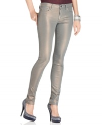 In a high-shine coated finish, these Else Jeans metallic skinny jeans are oh-so hot for fall!