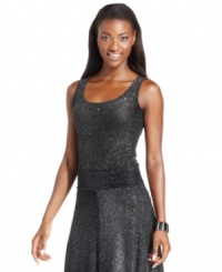 Ellen Tracy's glittery tank top makes a sparkling splash - pair it with the matching skirt for full-on shine!