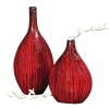 Howard Elliott Collection 25071 Bamboo Vases, 2-Piece, Red/Textured Black Drizzled Accents