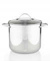 All for the family. This generously sized stockpot is your go-to for whipping up big meals, from chilis to stews to soups & beyond, for family gatherings. Cook on the bright side with a stunning stainless steel body and encapsulated, impact-bonded base that promotes even, quick heating and slip right into the dishwasher for fast cleanup. Lifetime warranty.