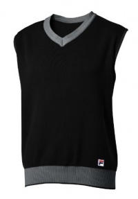 Fila Golf Men's Oxford Pullover V-Neck Sweater (Large, Black)