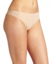 Calvin Klein Women's Invisibles Thong, Light Caramel, Large