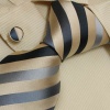 Black Tie Men Sandybrown Stripes Men with Ties Silk Ties Cufflinks with Presentation Box By Y&g A1043