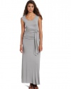 Wrapper Cap-Sleeve Scoop-Neck Maxi Dress