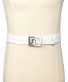 J.Lindeberg Men's Slater 40 Leather Belt, White, 100