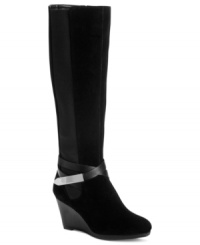 A sexy wedge takes the glam factor of Calvin Klein's Lucia tall boots up a notch--literally.