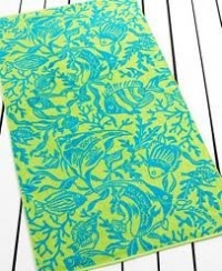 Plush Extra Large Beach Towel Ralph Lauren 35 X 66 Coral Reef Blue Green Sea Creatures