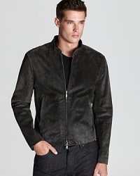 Crafted in supple suede, this sleek moto jacket elevates your look and endures for years to come. Timelessly masculine, always effortless, from John Varvatos USA.