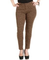 Land a fierce look for the season with Celebrity Pink Jeans' plus size skinny jeans, flaunting a cheetah print!