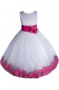 AMJ Dresses Inc Girls White/fuchsia Flower Girl Pageant Dress Sizes 2 to 12