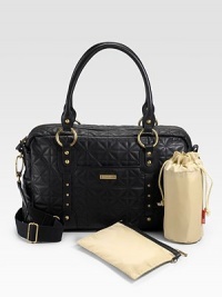 Storksak - Elizabeth - Leather - Diaper Bag, Quilted Black