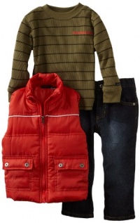 Calvin Klein Boys 2-7 Jean And Tee Puffy Vest, Orange, 2T