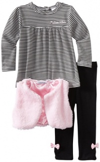 Calvin Klein Baby-Girls Infant Vest And Legging With Stripe Tee Set