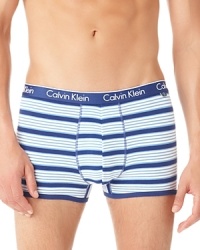 Add stripes to your weekly rotation with this comfortable trunk from Calvin Klein, featuring breathable cotton blended with spandex for a bit of stretch.