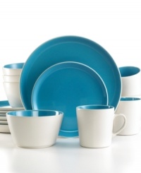 Made to last and easy to love, Oneida's Color Burst dinnerware boasts everyday durability and a modern two-tone design. A treat for tables of four, this set combines bright white and berry blue in clean coupe shapes.