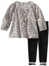 Calvin Klein Baby-Girls Infant Animal Print Tunic With Legging, Brown/Black, 18 Months