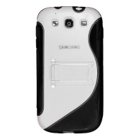 Amzer AMZ94165 Protective TPU Skin Case Cover with Kickstand for Samsung GALAXY S III GT-I9300/Samsung GALAXY S 3 I9300 - Retail Packaging - Black