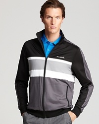 Reach for this high-performance track jacket when the wind picks up for a comfortable, in-the-game style.