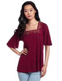 Lucky Brand Women's Tess Embroidered Open Sleeve Top