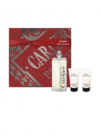 Set includes: Declaration eau de toilette, 3.3 oz.; after shave emulsion, 1 oz. and allover shampoo, 1.6 oz. Made in France. 